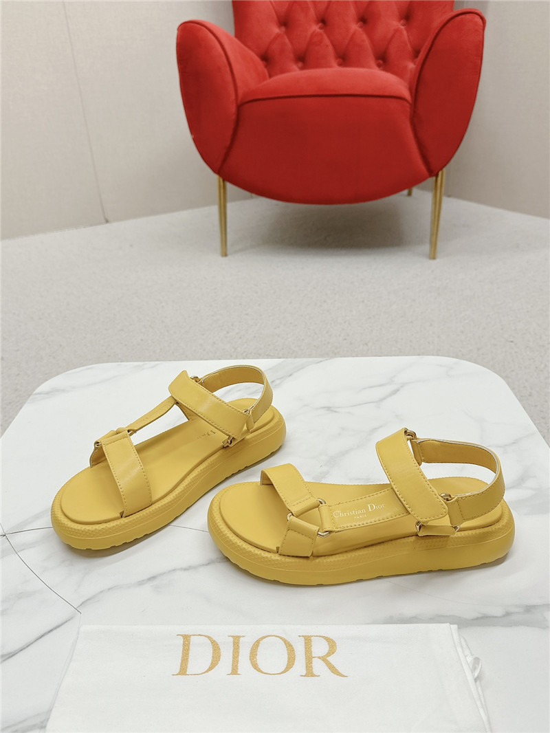 Dior Yellow Leather D Wave Sandals