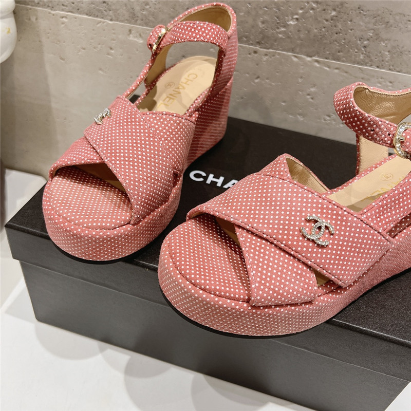 Ch**el open toe platform pink suede sandals