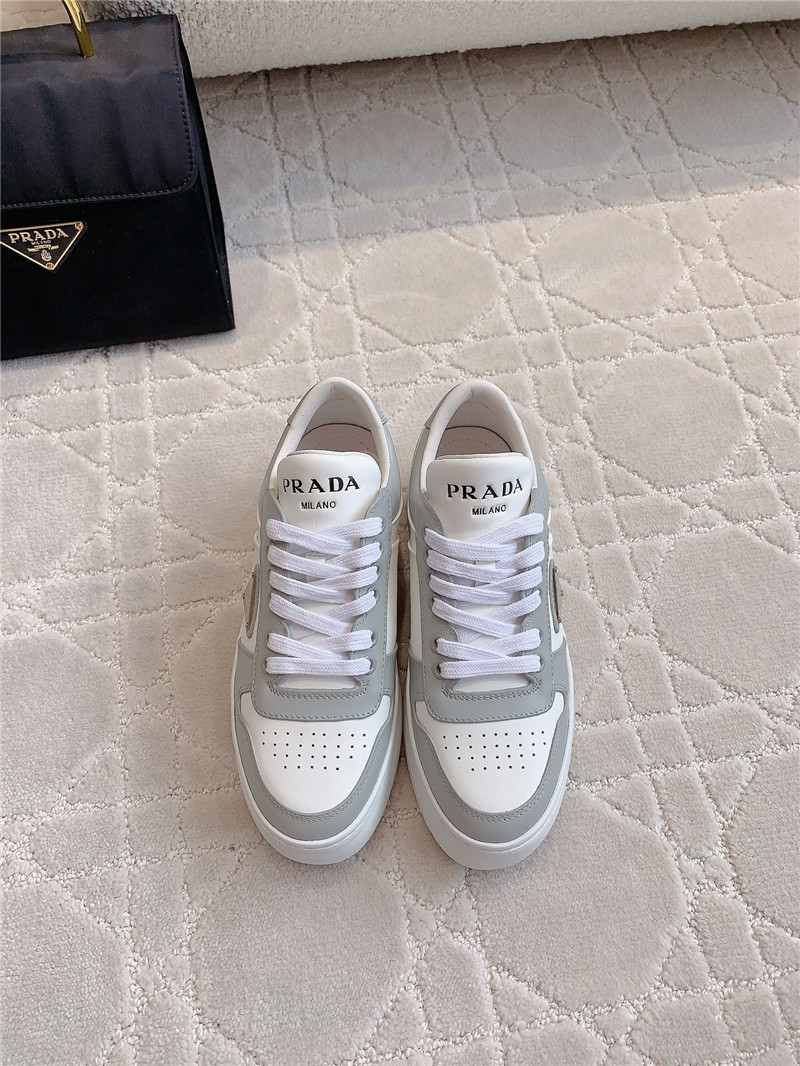 Prada Triangle-Logo Brown Lace-Up Sneakers