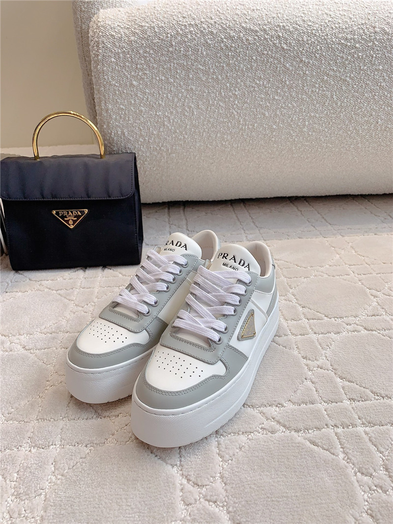 Prada Triangle-Logo Brown Lace-Up Sneakers