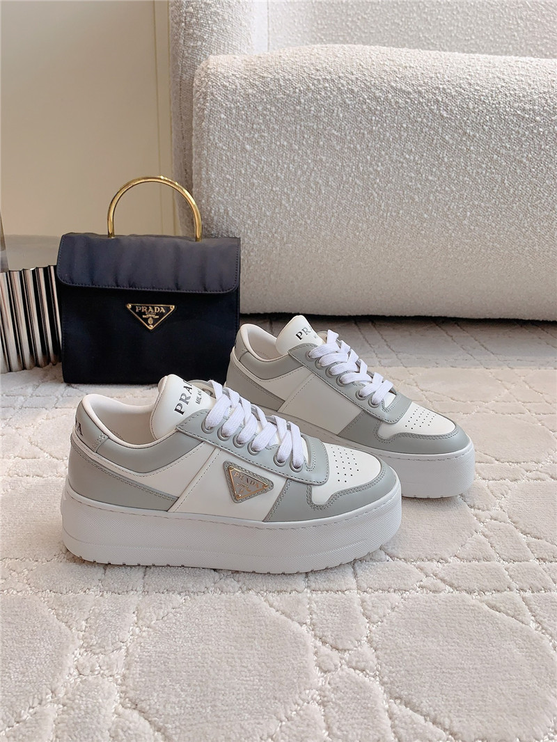 Prada Triangle-Logo Brown Lace-Up Sneakers