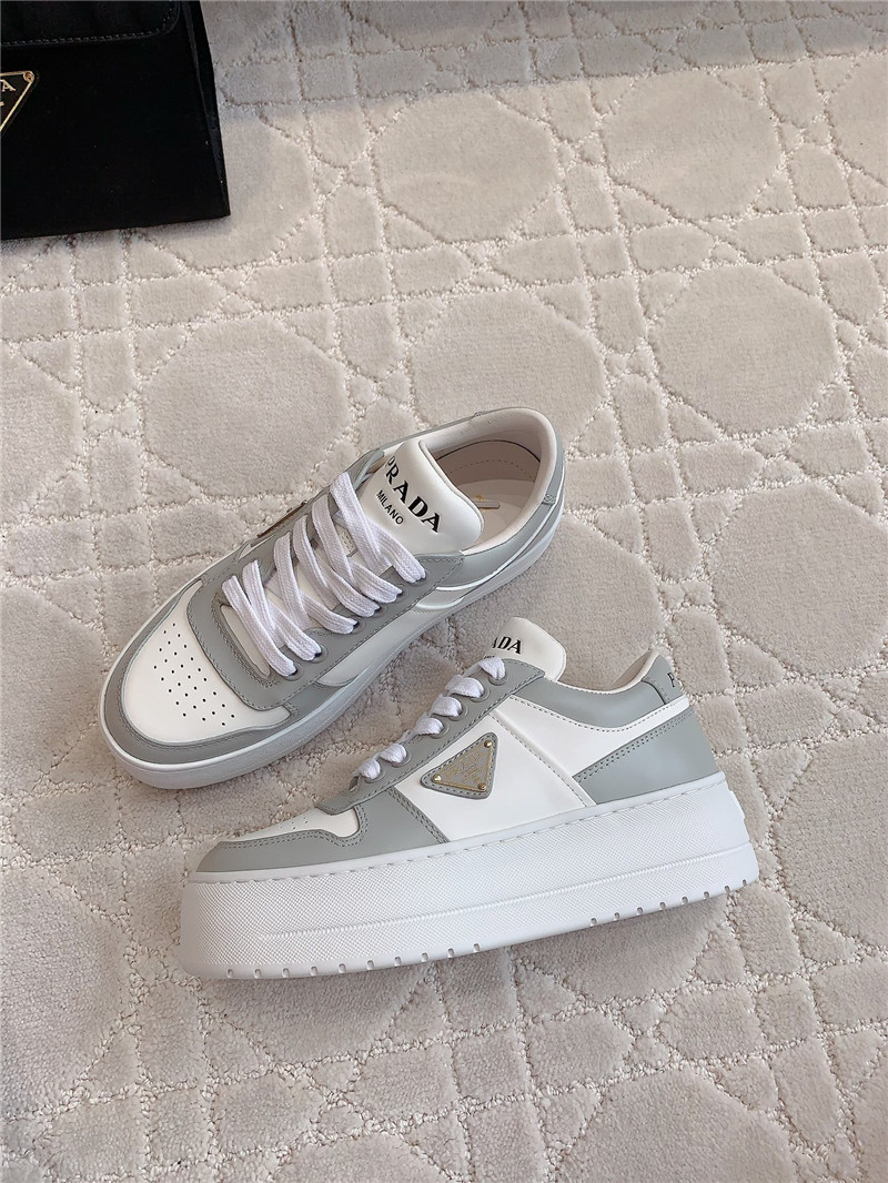 Prada Triangle-Logo Brown Lace-Up Sneakers