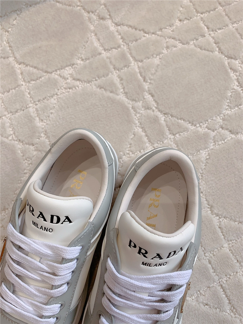 Prada Triangle-Logo Brown Lace-Up Sneakers