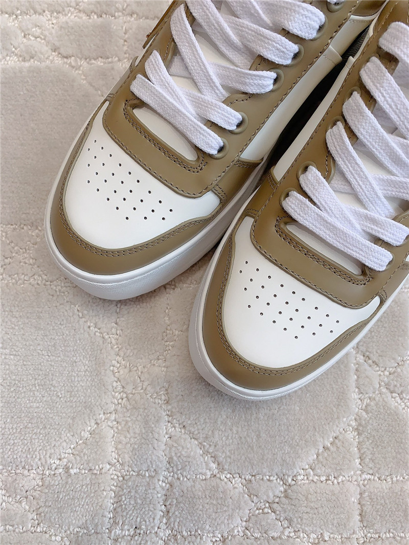 Prada Triangle-Logo Brown Lace-Up Sneakers