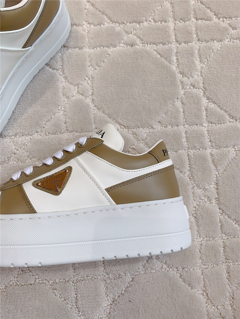 Prada Triangle-Logo Brown Lace-Up Sneakers