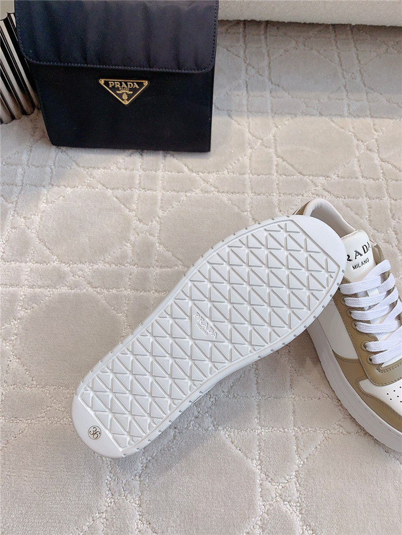 Prada Triangle-Logo Brown Lace-Up Sneakers