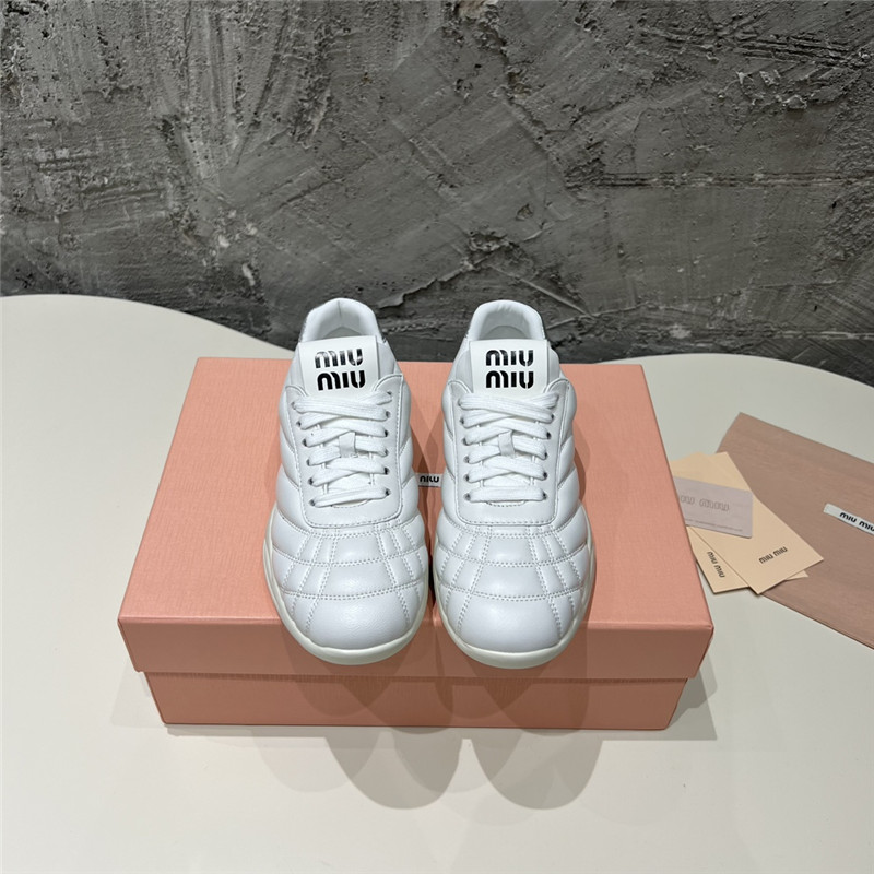 Miu Miu Quilted Leather Lace-up Sneakers