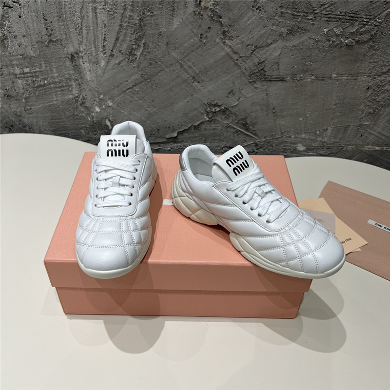 Miu Miu Quilted Leather Lace-up Sneakers