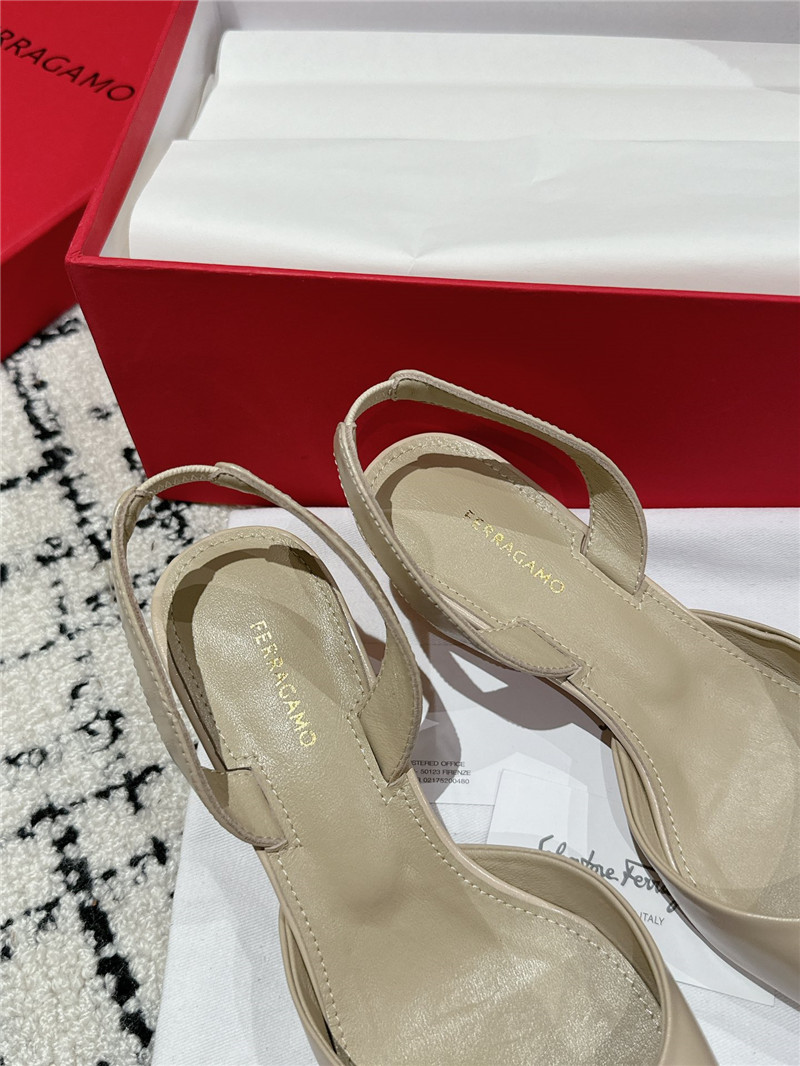 Ferragamo Cage Slingback Leather Pumps Beige