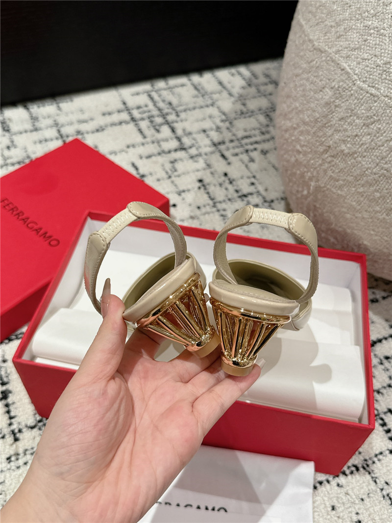 Ferragamo Cage Slingback Leather Pumps Beige