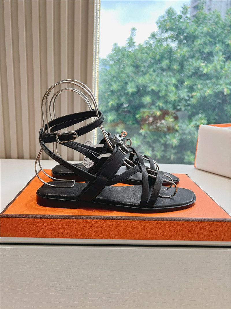 Hermes June Sandals Black