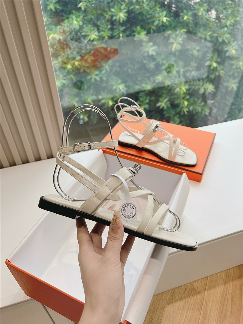 Hermes June Sandals White