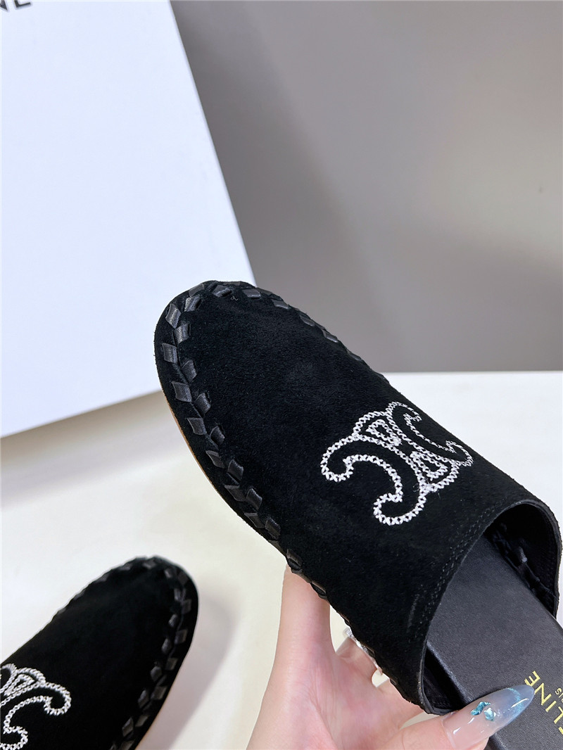 Celine Marlou Triomphe Mule in Black Suede