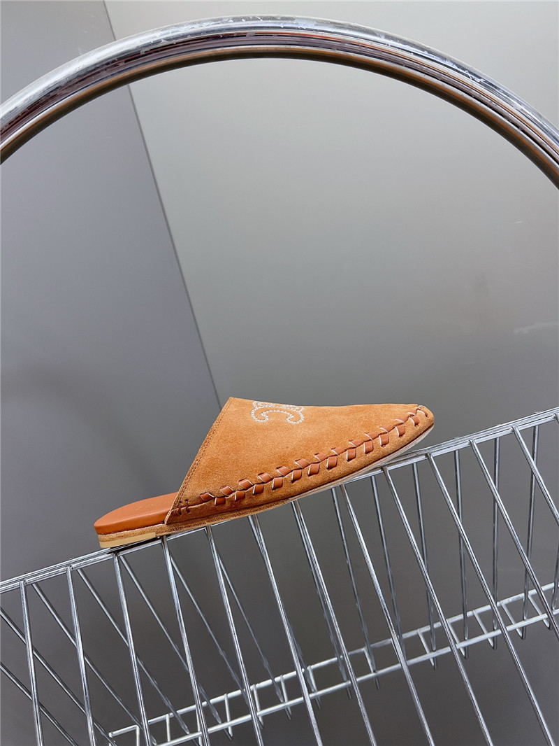 Celine Marlou Triomphe Mule in Brown Suede