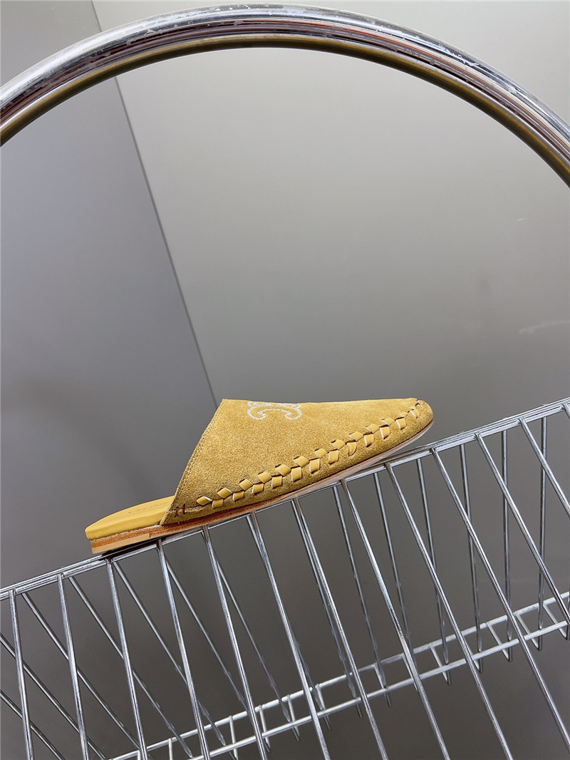 Celine Marlou Triomphe Mule in Suede Calfskin