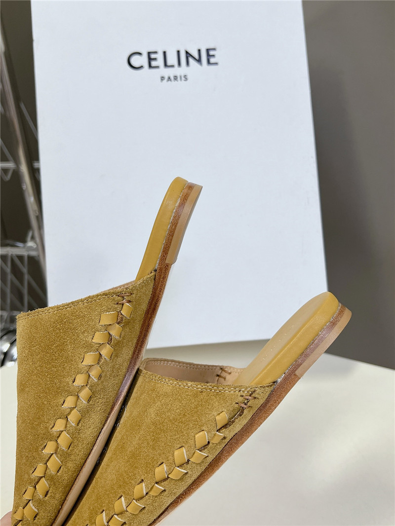 Celine Marlou Triomphe Mule in Suede Calfskin