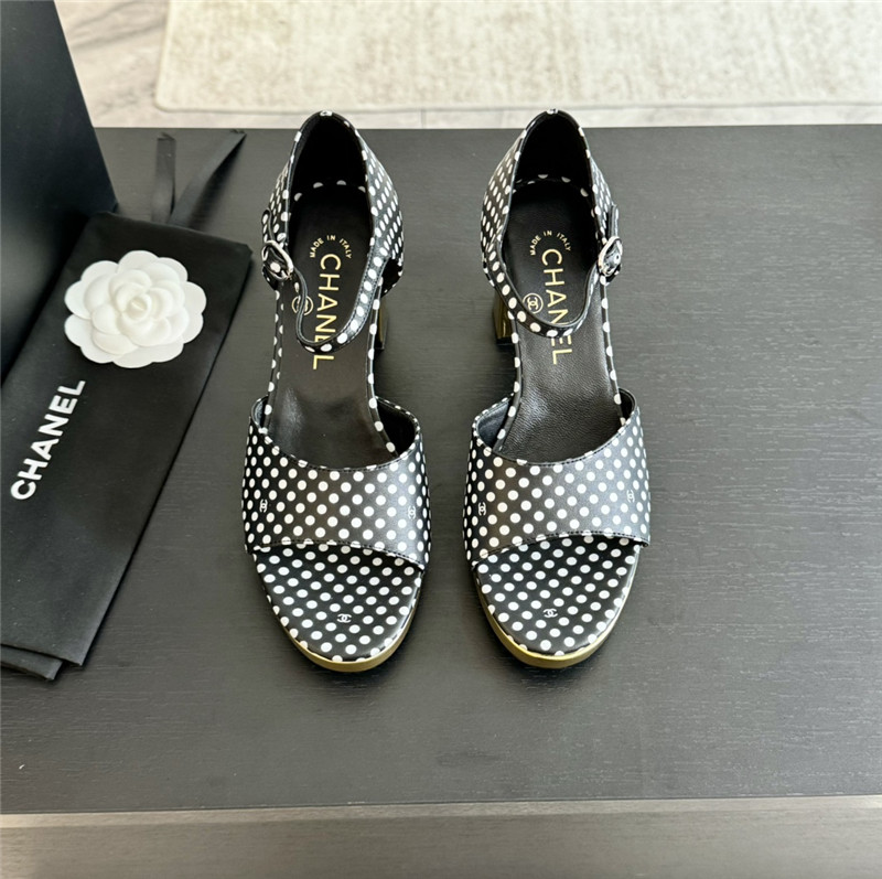 printed calfskin polka dot Ch**el platform sandals