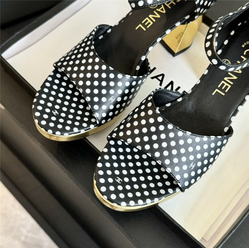 printed calfskin polka dot Ch**el platform sandals