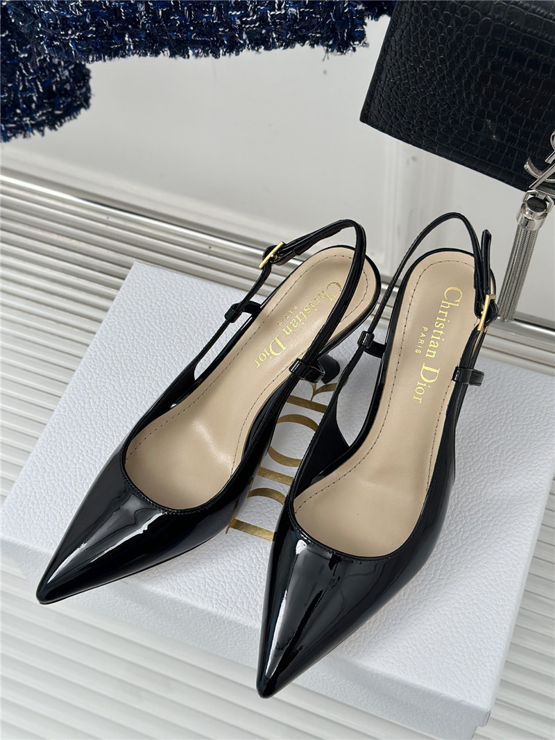 chr1st1an D10r black patent leather slingback pumps