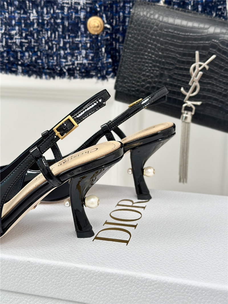 chr1st1an D10r black patent leather slingback pumps