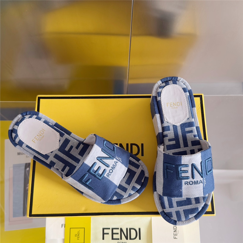 Fendi Sunshine Denim Platform Sandals