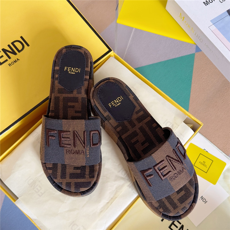 Fendi Sunshine Pequin Striped Platform Sandals