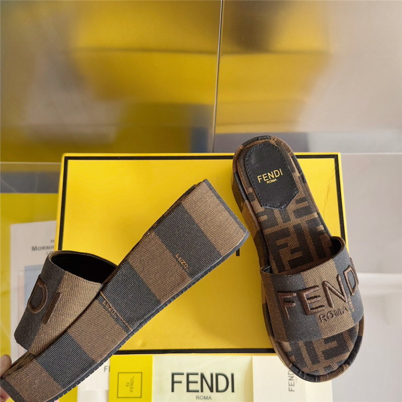 Fendi Sunshine Pequin Striped Platform Sandals