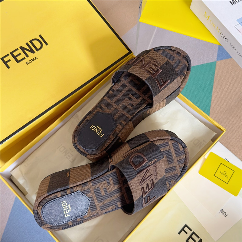 Fendi Sunshine Pequin Striped Platform Sandals