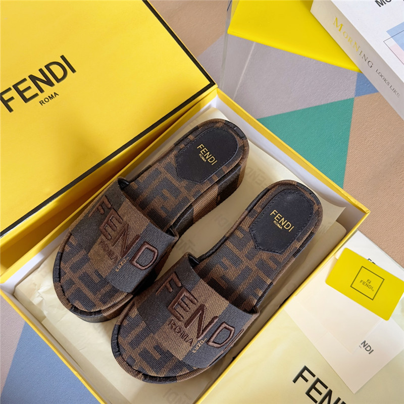 Fendi Sunshine Pequin Striped Platform Sandals