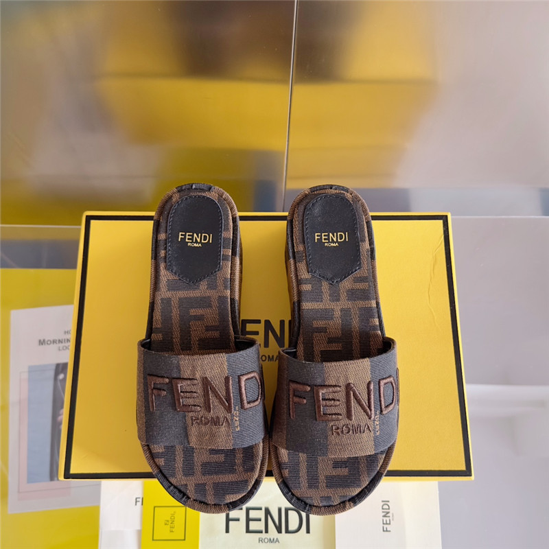 Fendi Sunshine Pequin Striped Platform Sandals