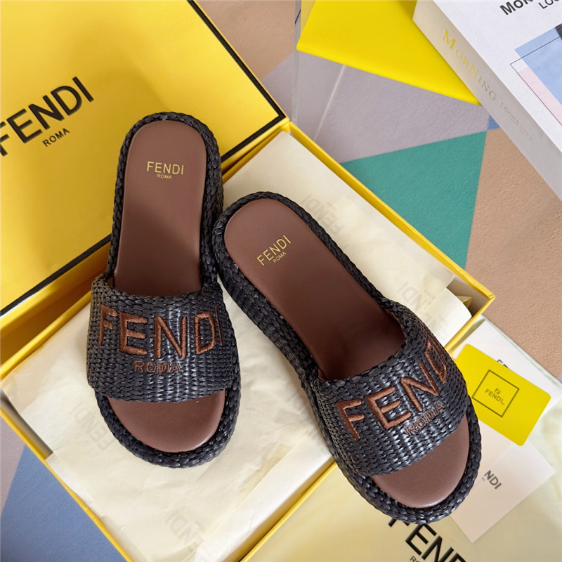 Fendi Sunshine Black Platform Sandals