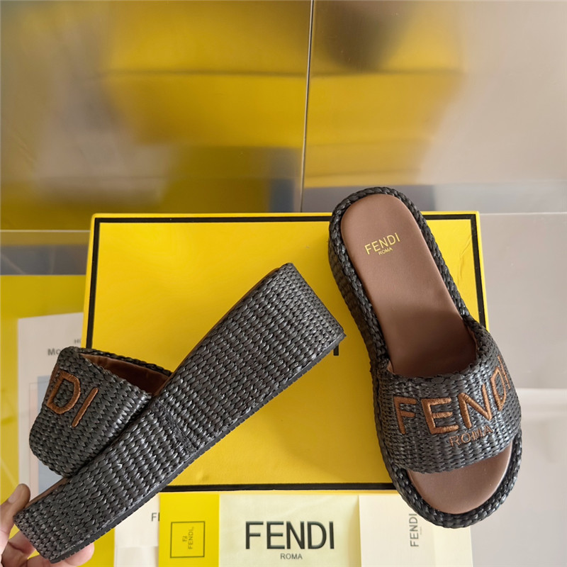 Fendi Sunshine Black Platform Sandals