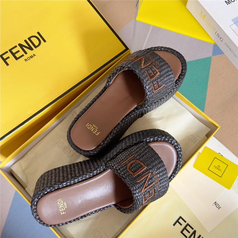 Fendi Sunshine Black Platform Sandals