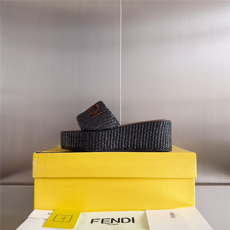 Fendi Sunshine Black Platform Sandals