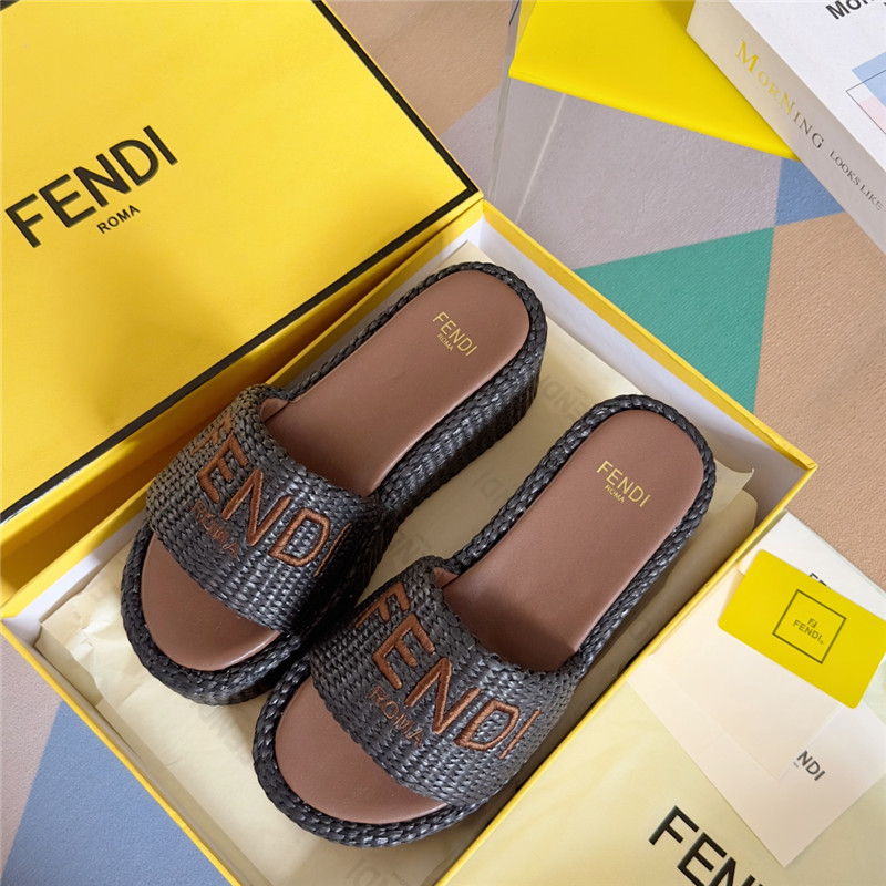 Fendi Sunshine Black Platform Sandals