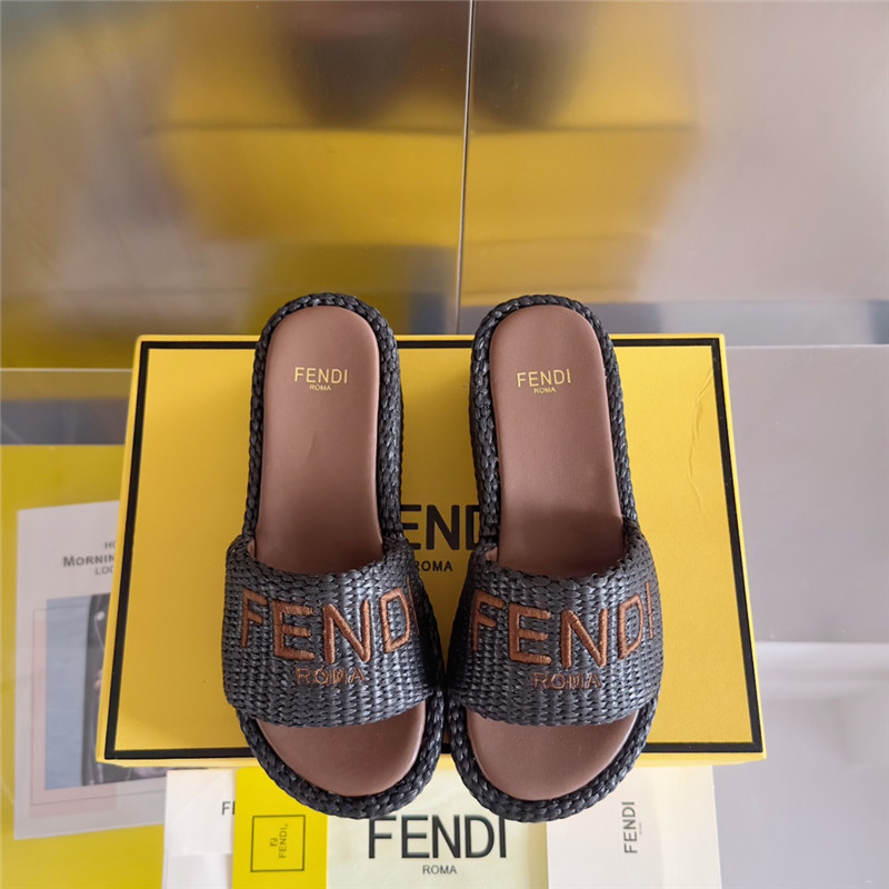 Fendi Sunshine Black Platform Sandals