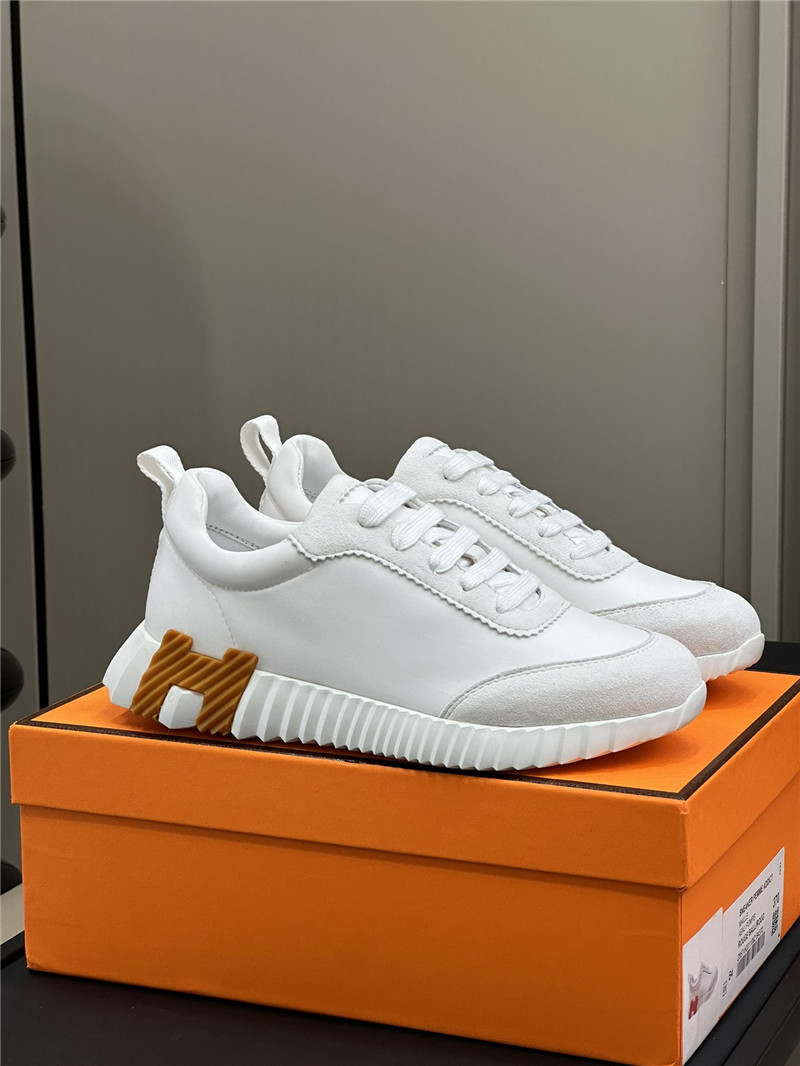 Hermes White & Brown Bouncing Sneaker Women
