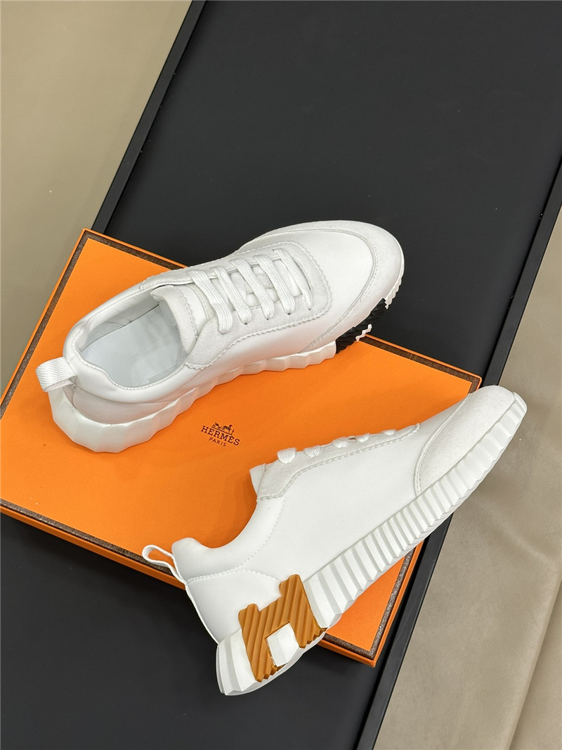 Hermes White & Brown Bouncing Sneaker Women