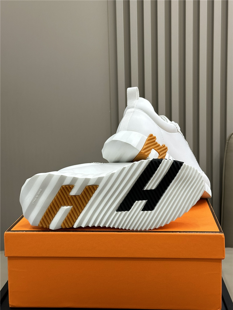 Hermes White & Brown Bouncing Sneaker Women