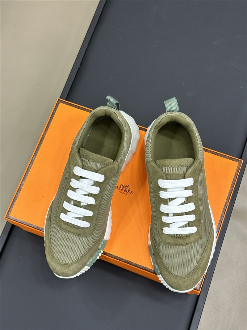 Hermes Army Green Bouncing Sneakers for Women