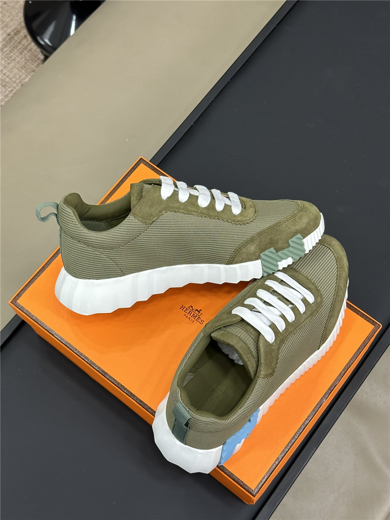 Hermes Army Green Bouncing Sneakers for Women