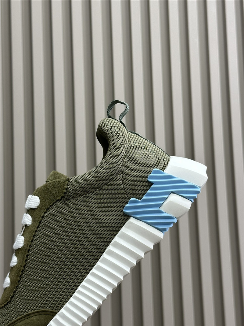 Hermes Army Green Bouncing Sneakers for Women