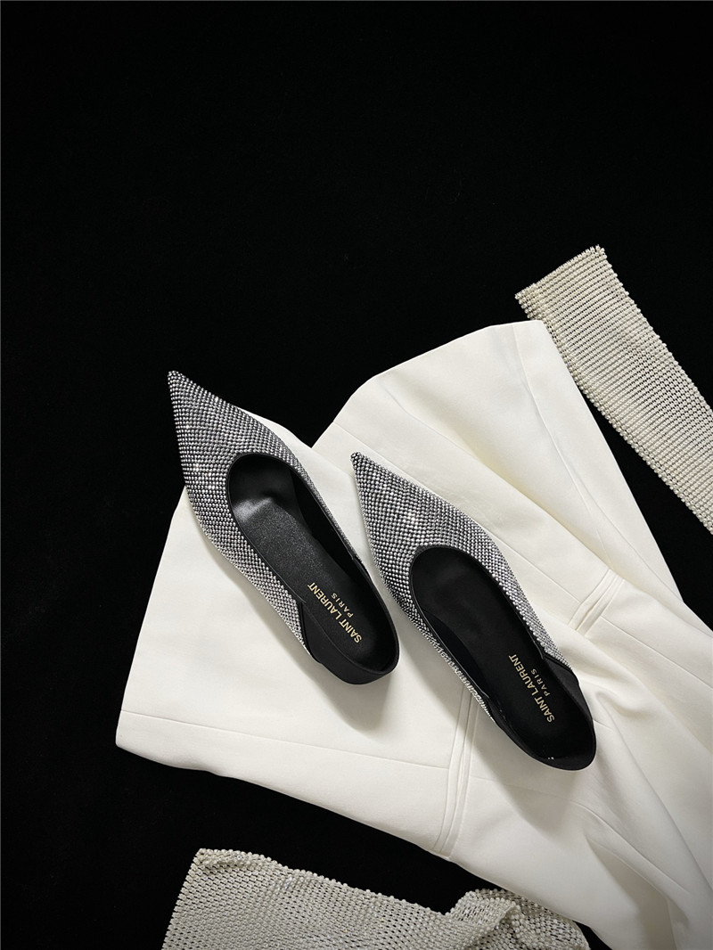 Sa1nt Lau*nt silver nour slippers