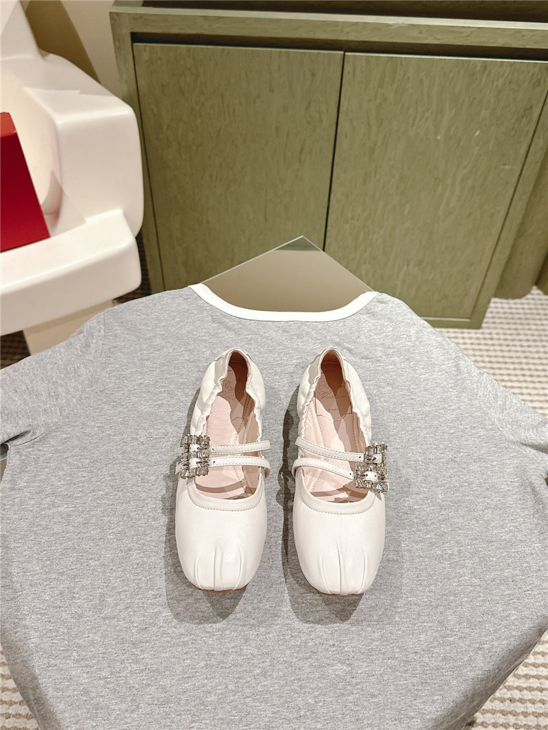 Roger Vivier Strass Leather Ballerina Flats