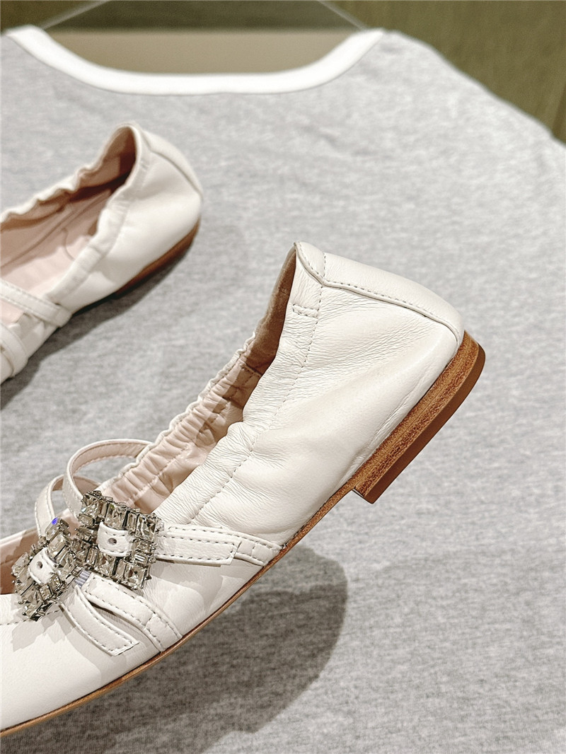 Roger Vivier Strass Leather Ballerina Flats