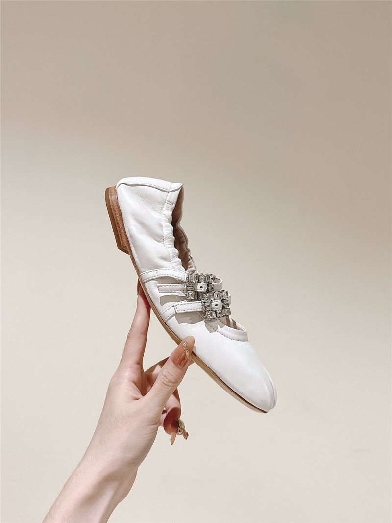 Roger Vivier Strass Leather Ballerina Flats