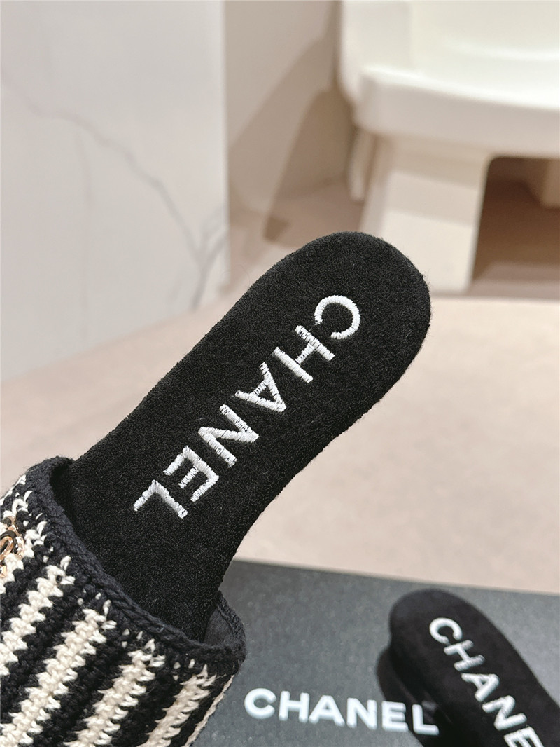 Ch**el black woven mules flat slides