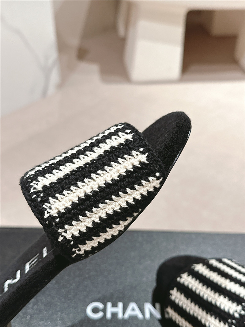 Ch**el black woven mules flat slides
