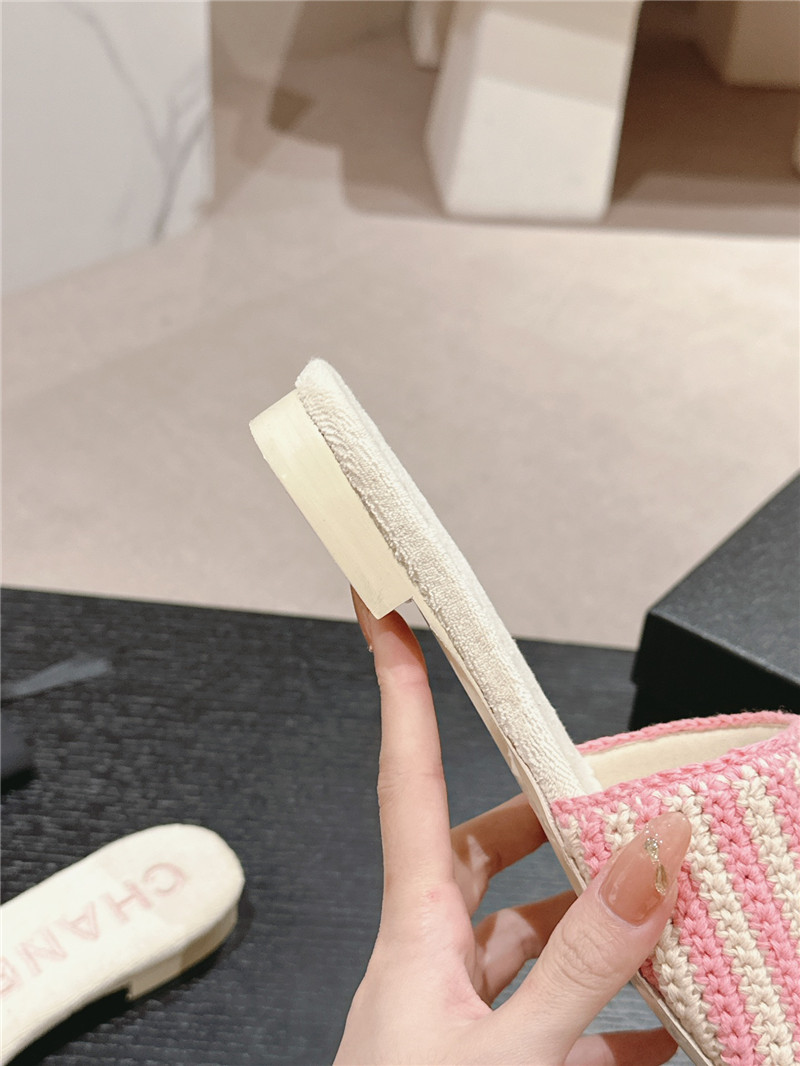 Ch**el pink woven mules flat slides