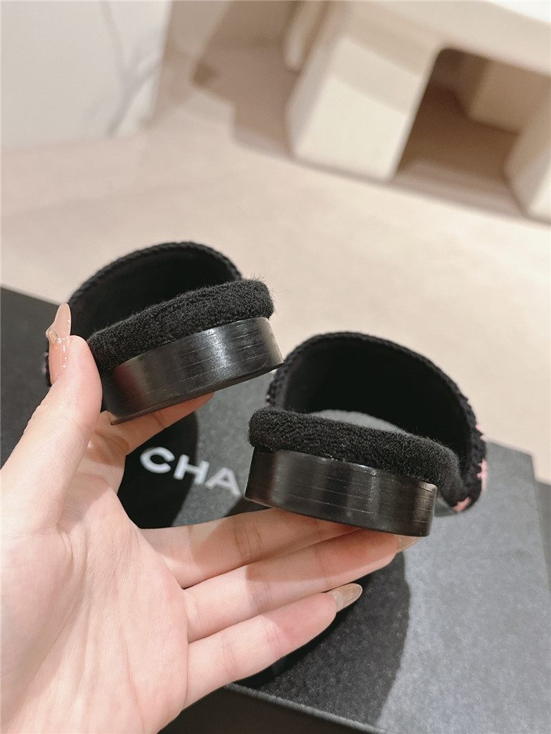 Ch**el logo woven mules flat slippers